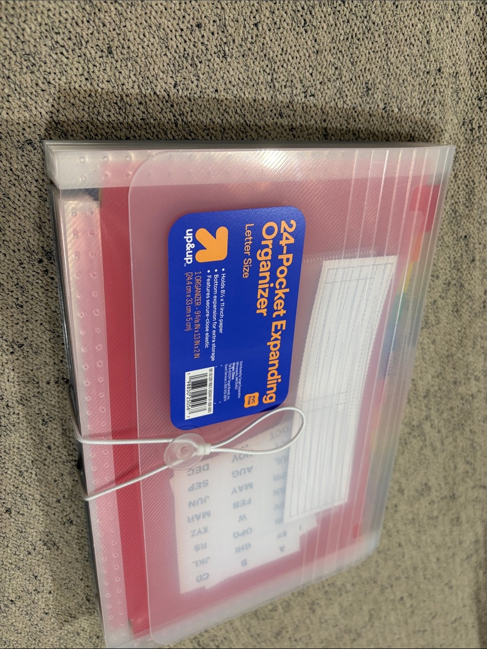 Clear Plastic File Organizer with Red Interior -
